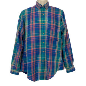 Etienne Aigner Button Down Shirt Mens Medium Vintage Plaid Surrey Twill Flannel